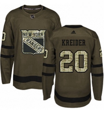 Mens Adidas New York Rangers 20 Chris Kreider Authentic Green Salute to Service NHL Jersey