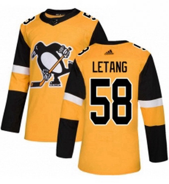 Mens Adidas Pittsburgh Penguins 58 Kris Letang Premier Gold Alternate NHL Jersey