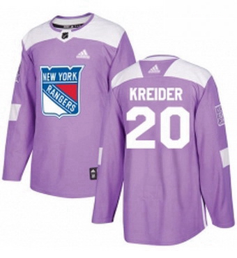 Mens Adidas New York Rangers 20 Chris Kreider Authentic Purple Fights Cancer Practice NHL Jersey