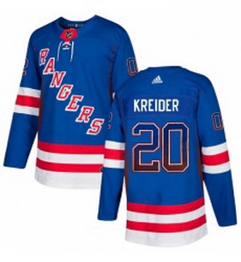 Mens Adidas New York Rangers 20 Chris Kreider Authentic Royal Blue Drift Fashion NHL Jersey