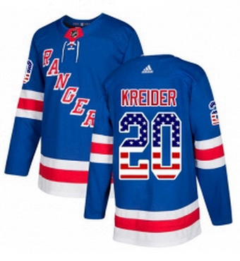 Mens Adidas New York Rangers 20 Chris Kreider Authentic Royal Blue USA Flag Fashion NHL Jersey