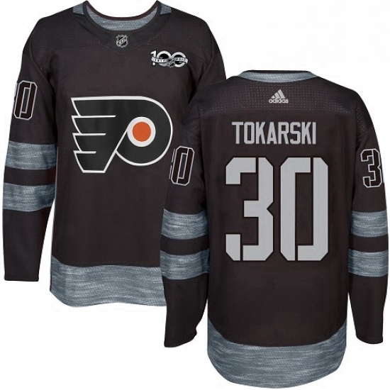 Mens Adidas Philadelphia Flyers 30 Dustin Tokarski Authentic Black 1917 2017 100th Anniversary NHL J