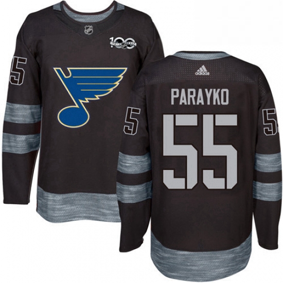 Mens Adidas St Louis Blues 55 Colton Parayko Authentic Black 1917 2017 100th Anniversary NHL Jersey