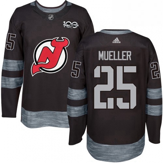 Mens Adidas New Jersey Devils 25 Mirco Mueller Authentic Black 1917 2017 100th Anniversary NHL Jerse