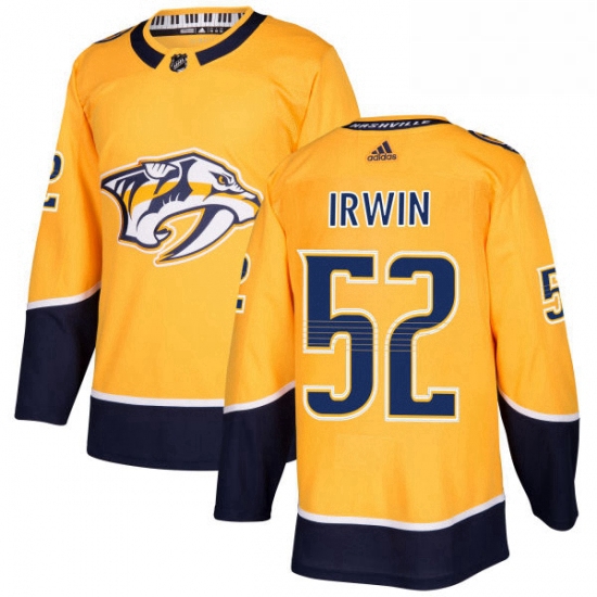 Mens Adidas Nashville Predators 52 Matt Irwin Premier Gold Home NHL Jersey