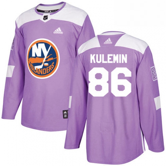 Mens Adidas New York Islanders 86 Nikolay Kulemin Authentic Purple Fights Cancer Practice NHL Jersey