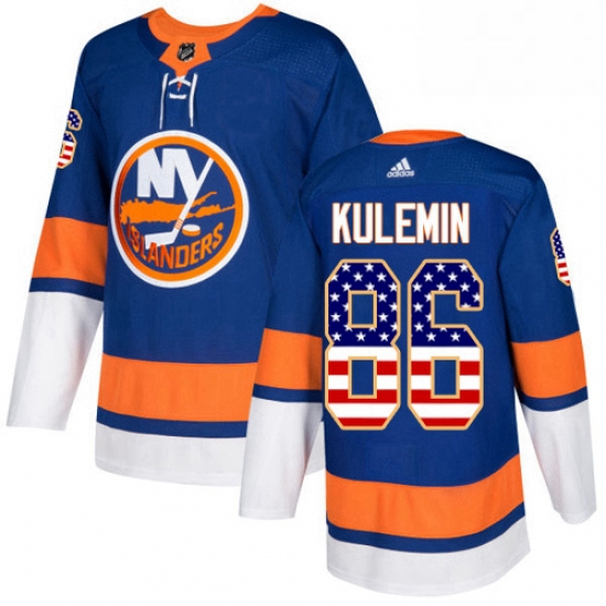 Mens Adidas New York Islanders 86 Nikolay Kulemin Authentic Royal Blue USA Flag Fashion NHL Jersey