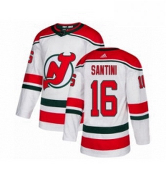 Mens Adidas New Jersey Devils 16 Steve Santini Authentic White Alternate NHL Jersey