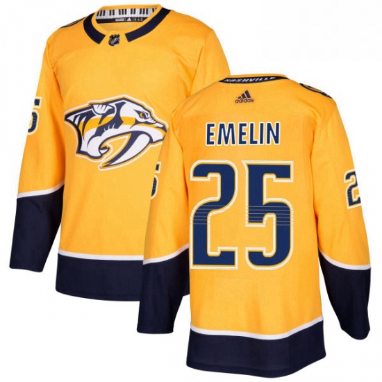 Mens Adidas Nashville Predators 25 Alexei Emelin Authentic Gold Home NHL Jersey