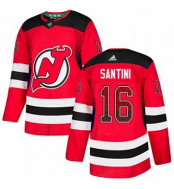 Mens Adidas New Jersey Devils 16 Steve Santini Authentic Red Drift Fashion NHL Jersey