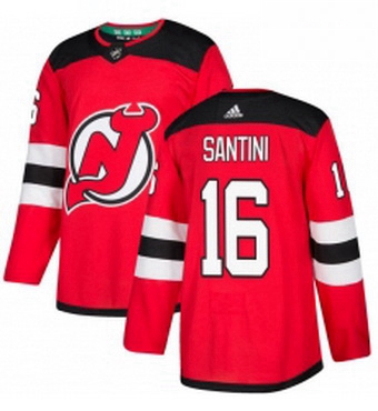 Mens Adidas New Jersey Devils 16 Steve Santini Authentic Red Home NHL Jersey