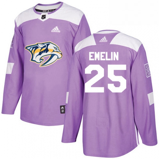 Mens Adidas Nashville Predators 25 Alexei Emelin Authentic Purple Fights Cancer Practice NHL Jersey