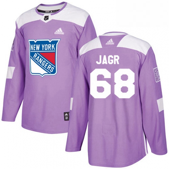 Mens Adidas New York Rangers 68 Jaromir Jagr Authentic Purple Fights Cancer Practice NHL Jersey