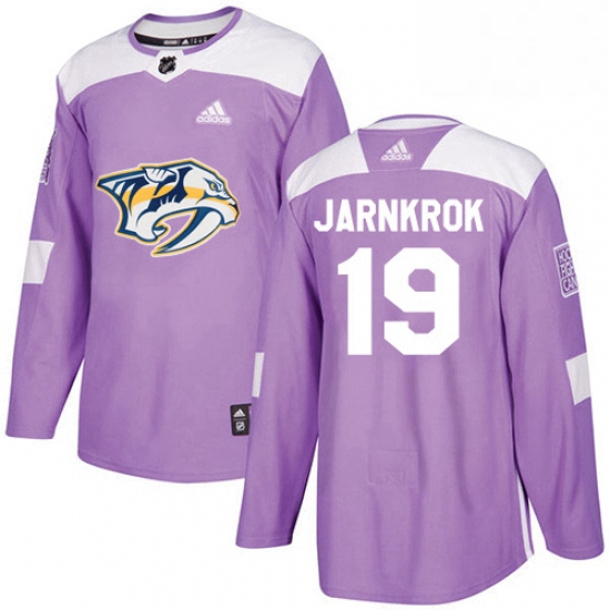 Mens Adidas Nashville Predators 19 Calle Jarnkrok Authentic Purple Fights Cancer Practice NHL Jersey