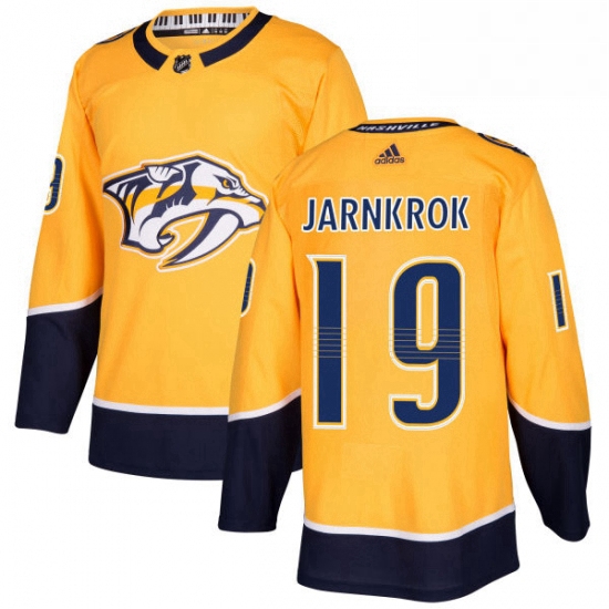 Mens Adidas Nashville Predators 19 Calle Jarnkrok Premier Gold Home NHL Jersey