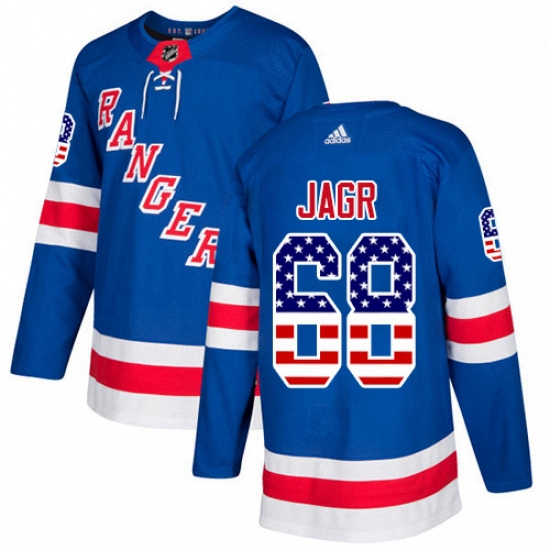 Mens Adidas New York Rangers 68 Jaromir Jagr Authentic Royal Blue USA Flag Fashion NHL Jersey