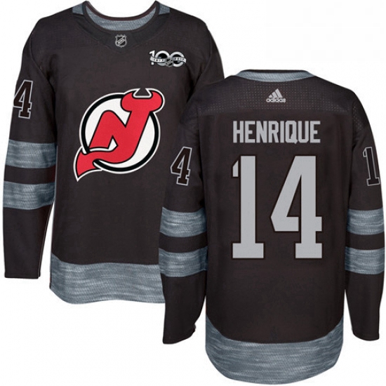 Mens Adidas New Jersey Devils 14 Adam Henrique Authentic Black 1917 2017 100th Anniversary NHL Jerse