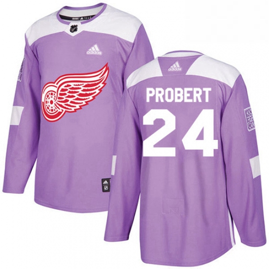 Mens Adidas Detroit Red Wings 24 Bob Probert Authentic Purple Fights Cancer Practice NHL Jersey