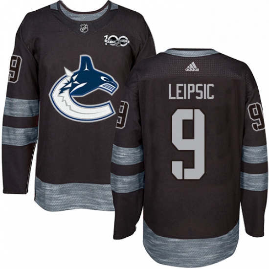 Mens Adidas Vancouver Canucks 9 Brendan Leipsic Authentic Black 1917 2017 100th Anniversary NHL Jers