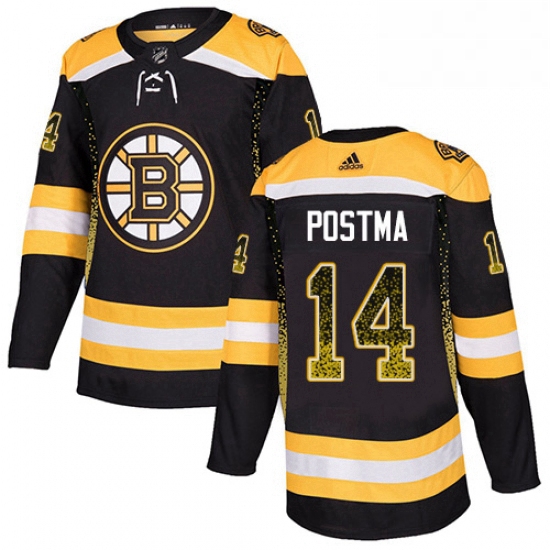 Mens Adidas Boston Bruins 14 Paul Postma Authentic Black Drift Fashion NHL Jersey