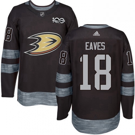 Mens Adidas Anaheim Ducks 18 Patrick Eaves Authentic Black 1917 2017 100th Anniversary NHL Jersey