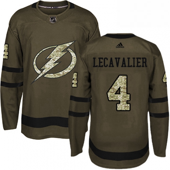 Mens Adidas Tampa Bay Lightning 4 Vincent Lecavalier Authentic Green Salute to Service NHL Jersey