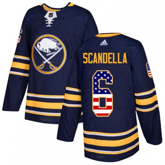 Mens Adidas Buffalo Sabres 6 Marco Scandella Authentic Navy Blue USA Flag Fashion NHL Jersey