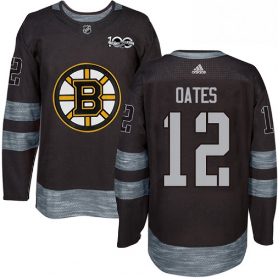 Mens Adidas Boston Bruins 12 Adam Oates Premier Black 1917 2017 100th Anniversary NHL Jersey