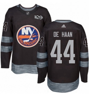 Mens Adidas New York Islanders 44 Calvin de Haan Authentic Black 1917 2017 100th Anniversary NHL Jer