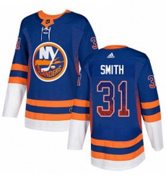 Mens Adidas New York Islanders 31 Billy Smith Authentic Royal Blue Drift Fashion NHL Jersey