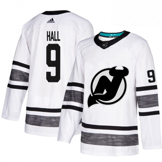 Mens Adidas New Jersey Devils 9 Taylor Hall White 2019 All Star Game Parley Authentic Stitched NHL J