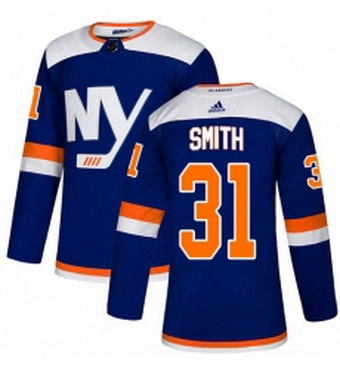 Mens Adidas New York Islanders 31 Billy Smith Premier Blue Alternate NHL Jersey