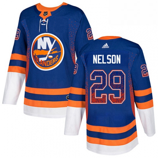 Mens Adidas New York Islanders 29 Brock Nelson Authentic Royal Blue Drift Fashion NHL Jersey