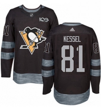 Mens Adidas Pittsburgh Penguins 81 Phil Kessel Authentic Black 1917 2017 100th Anniversary NHL Jerse