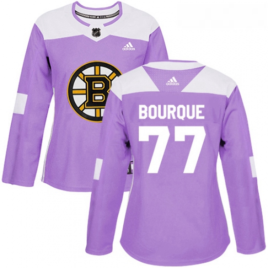 Womens Adidas Boston Bruins 77 Ray Bourque Authentic Purple Fights Cancer Practice NHL Jersey