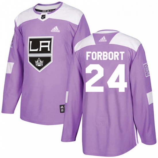 Youth Adidas Los Angeles Kings 24 Derek Forbort Authentic Purple Fights Cancer Practice NHL Jersey