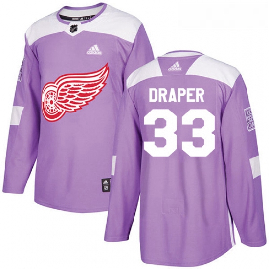 Youth Adidas Detroit Red Wings 33 Kris Draper Authentic Purple Fights Cancer Practice NHL Jersey