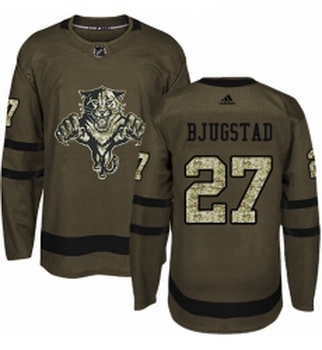 Youth Adidas Florida Panthers 27 Nick Bjugstad Premier Green Salute to Service NHL Jersey