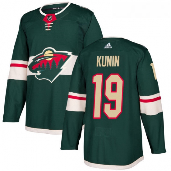 Youth Adidas Minnesota Wild 19 Luke Kunin Premier Green Home NHL Jersey