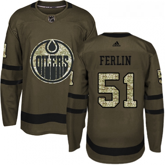 Youth Adidas Edmonton Oilers 51 Brian Ferlin Authentic Green Salute to Service NHL Jersey