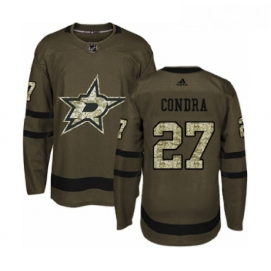 Youth Adidas Dallas Stars 27 Erik Condra Premier Green Salute to Service NHL Jersey