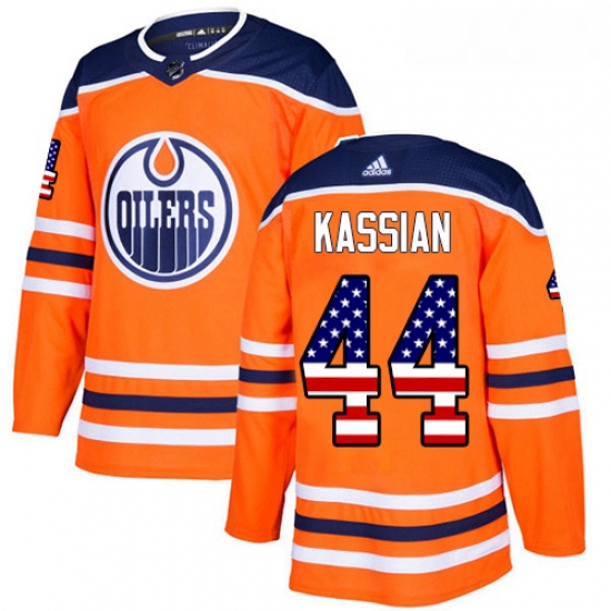 Youth Adidas Edmonton Oilers 44 Zack Kassian Authentic Orange USA Flag Fashion NHL Jersey