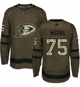 Youth Adidas Anaheim Ducks 75 Jaycob Megna Authentic Green Salute to Service NHL Jersey