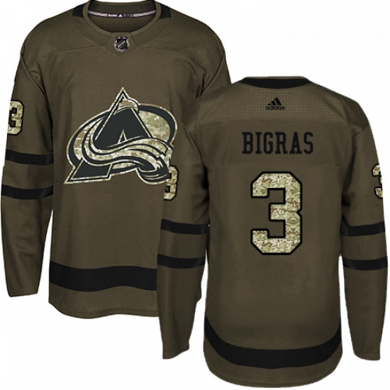 Youth Adidas Colorado Avalanche 3 Chris Bigras Authentic Green Salute to Service NHL Jersey