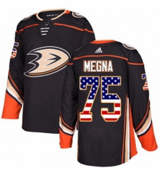 Youth Adidas Anaheim Ducks 75 Jaycob Megna Authentic Black USA Flag Fashion NHL Jersey