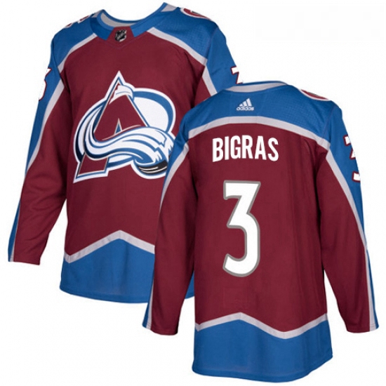 Youth Adidas Colorado Avalanche 3 Chris Bigras Premier Burgundy Red Home NHL Jersey