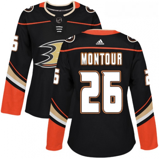 Womens Adidas Anaheim Ducks 26 Brandon Montour Premier Black Home NHL Jersey