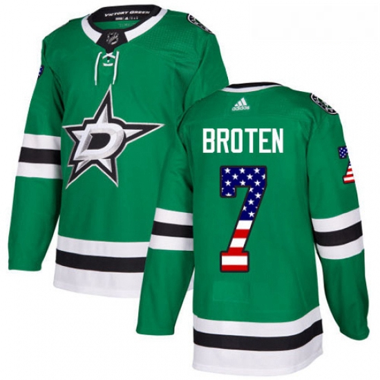 Youth Adidas Dallas Stars 7 Neal Broten Authentic Green USA Flag Fashion NHL Jersey