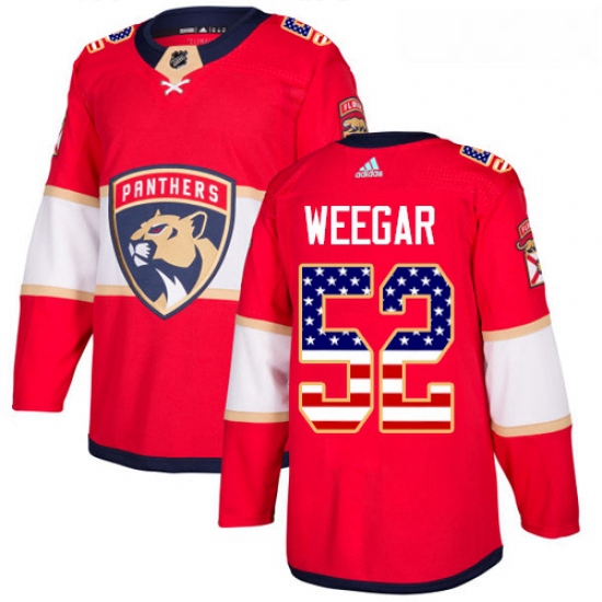 Youth Adidas Florida Panthers 52 MacKenzie Weegar Authentic Red USA Flag Fashion NHL Jersey