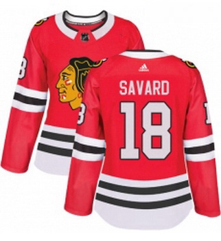 Womens Adidas Chicago Blackhawks 18 Denis Savard Authentic Red Home NHL Jersey